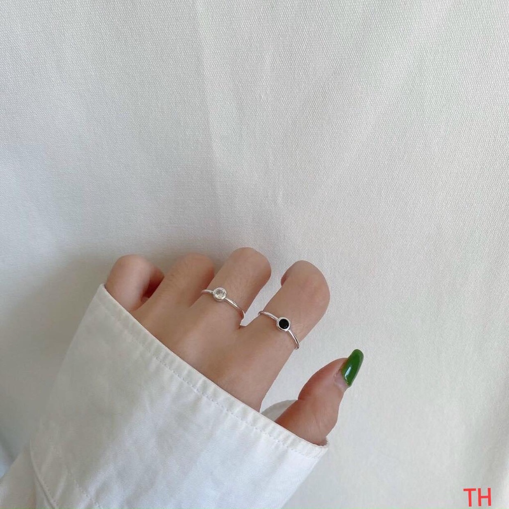 Nhẫn Bạc nữ, nhẫn đính đá tròn, nhẫn dáng hỏ. Bạc_Ngọc Anh