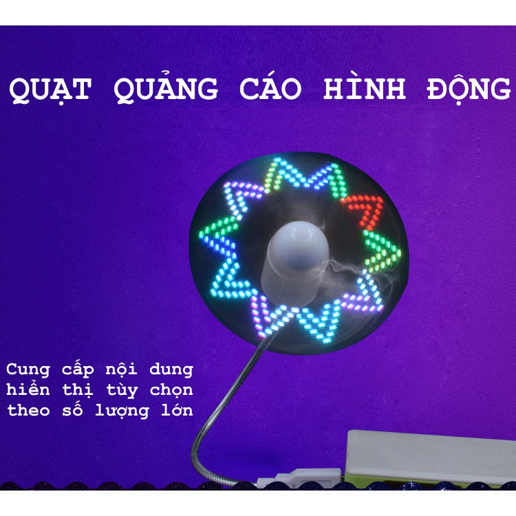 GIAO HÀNG SIÊU TỐC. Quạt mini USB có chữ chạy khi quay. Sử dụng là quà tặng hoặc quảng cáo thương hiệu. Aone mall