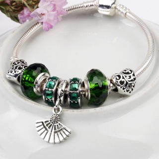 Vòng Charm quạt xanh ( Tặng kèm một vòng charm không hạt )