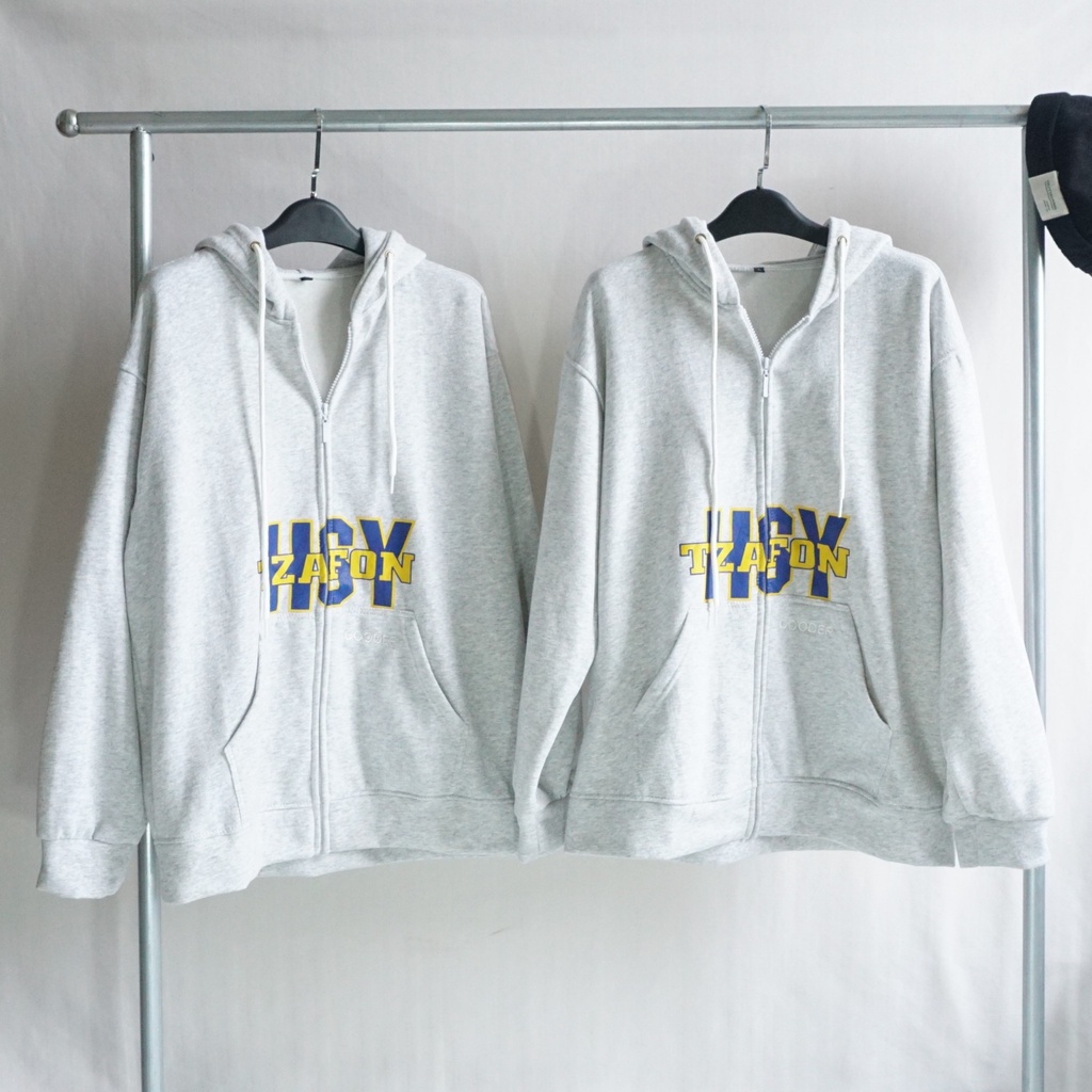 [sẵn]Áo khoác tay dài form rộng in chữ TZAFON (ảnh thật tại shop) Tanazi Closet