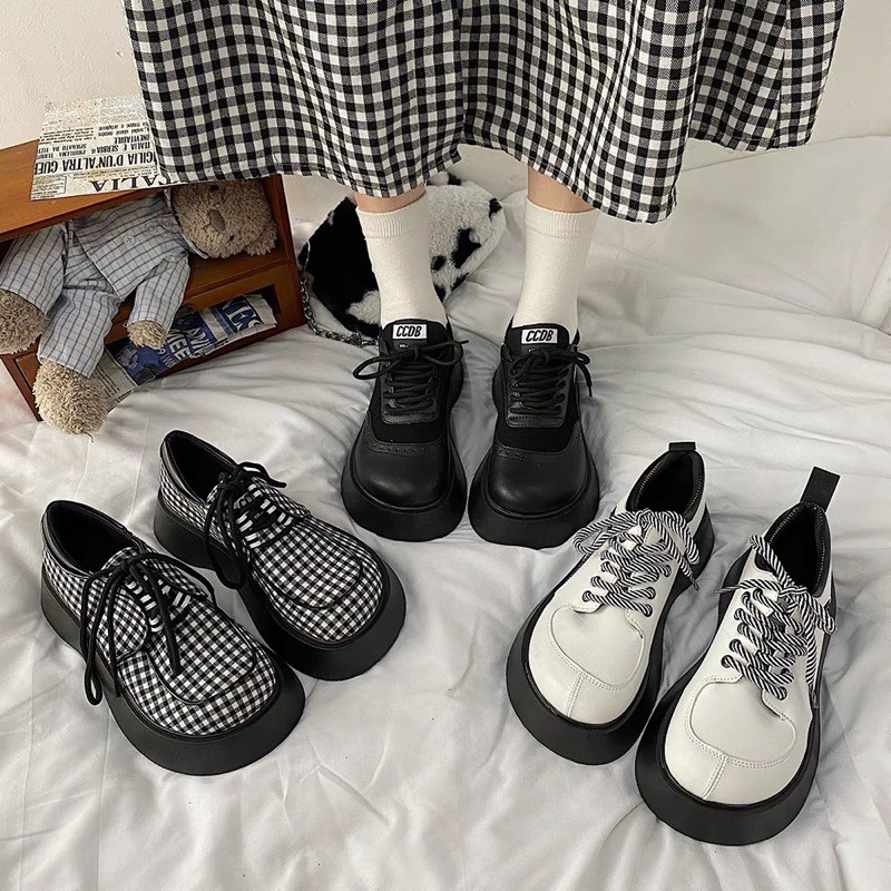 Giày lolita buộc dây đế cao cổ điển độc lạ ngầu chất dễ thương cá tính sneaker ulzzang Hàn Quốc [Yannie]