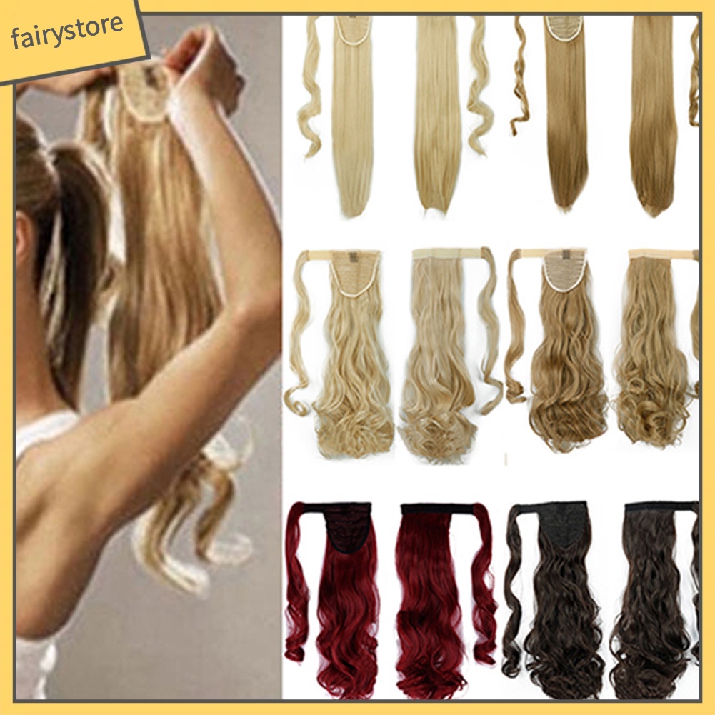 Tóc Giả Đuôi Ngựa Thẳng Dài Xoăn Gợn Sóng Có Kẹp Gắn Đuôi Ngựa Cho Nữ [Fairy]