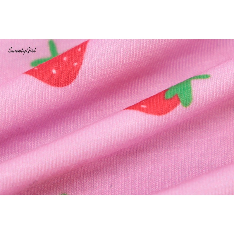 Áo Tank Top Cổ Tròn Ôm Dáng In Họa Tiết Dâu Tây Hoạt Hình Đính Nơ Xinh Xắn Cho Nữ