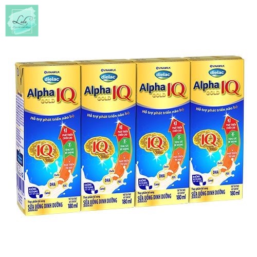 Combo 2 Lốc Sữa Bột Pha Sẵn Dielac Alpha Gold Iq 180Ml - Lốc 4 Hộp X 180Ml - Lulu Mart