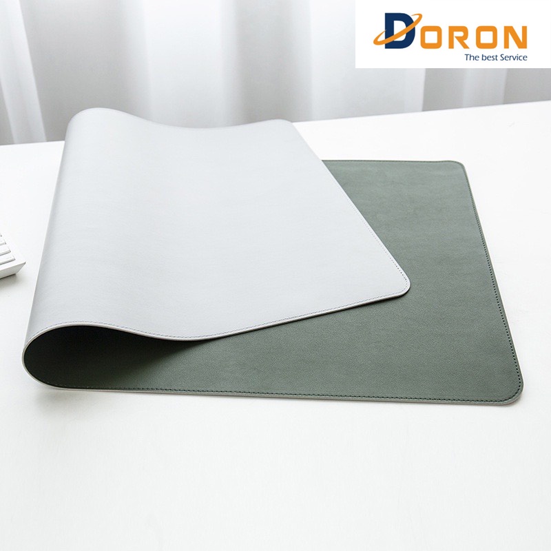 Thảm Da Deskpad Cỡ Lớn, Da PU Chống Nước, Miếng Lót Chuột Bo Viền Mềm Mịn Dùng Được 2 Mặt