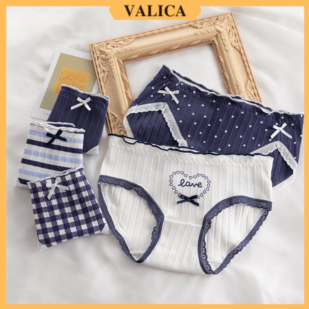 Quần lót nữ dày dặn - Quần lót cotton cao cấp viền ren thoáng mát VALICA L396