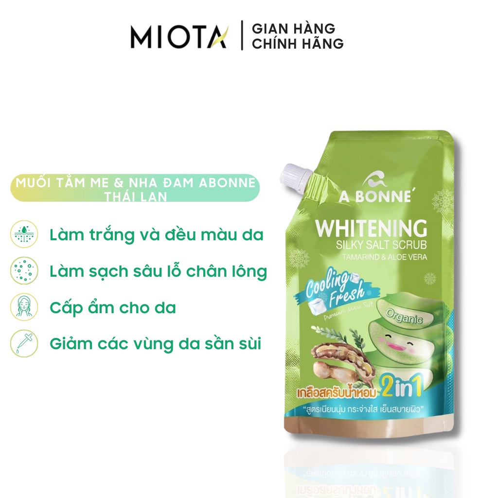 Muối tắm tẩy da chết trắng da A Bonne Whitening Silky Salt Scrub me và nha đam 350g