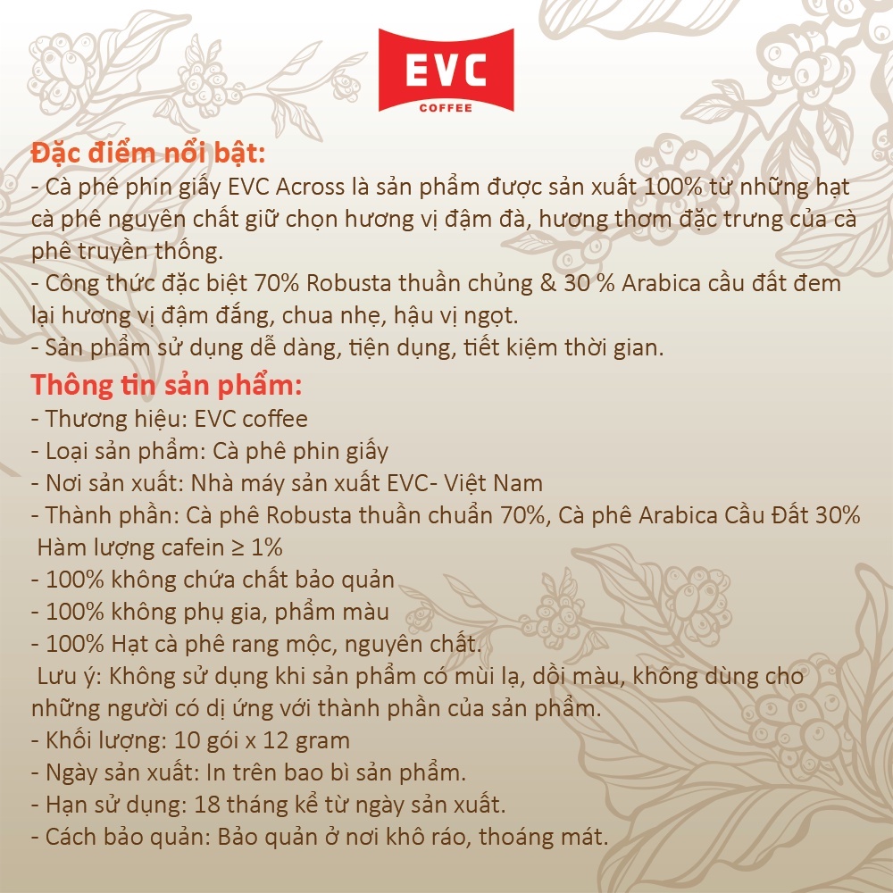 Cà phê phin giấy - EVC Across - 100% Arabica & Robusta