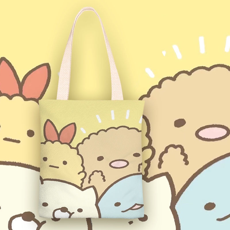 Sumikko Gurashi cartoon canvas bag Túi vải túi một vai cô gái túi xách túi học sinh túi zipper túi túi môi trường
