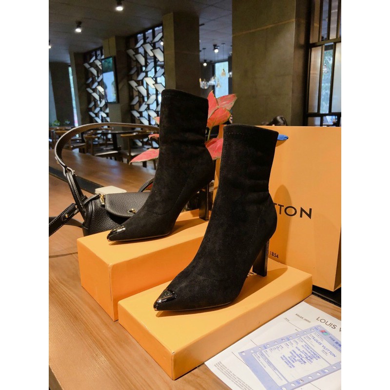 👠👢Boots lửng da lộn co giãn mũi