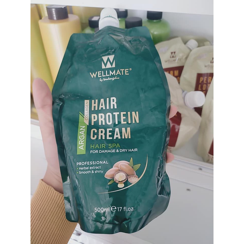 Hấp dầu phục hồi tóc hư tổn nặng Wellmate Hair Protein Cream 500ml