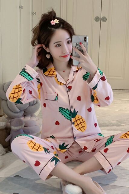 Bộ ngủ pijama  họa tiết nhã nhặn