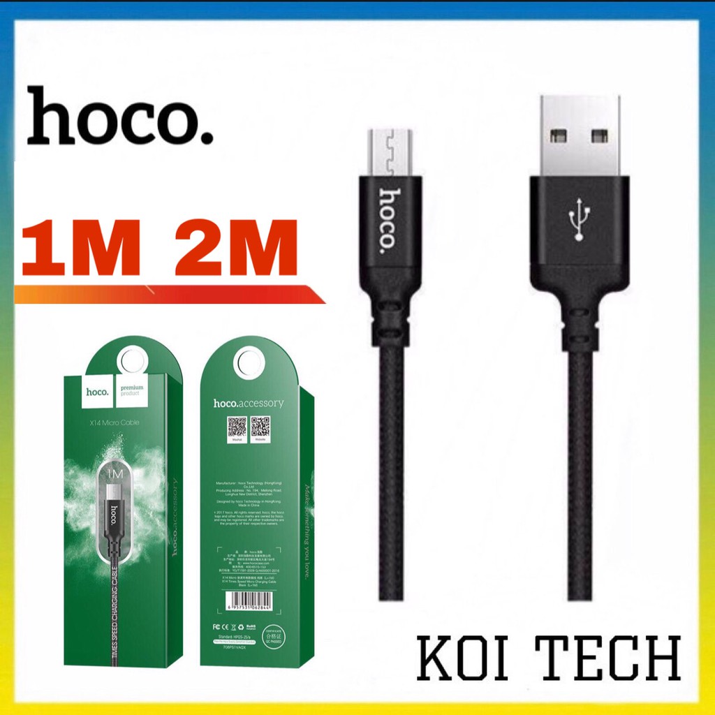 Cáp sạc nhanh micro usb bọc dù hoco x14 - dây sạc micro usb dài 1m 2m - vienthonghn