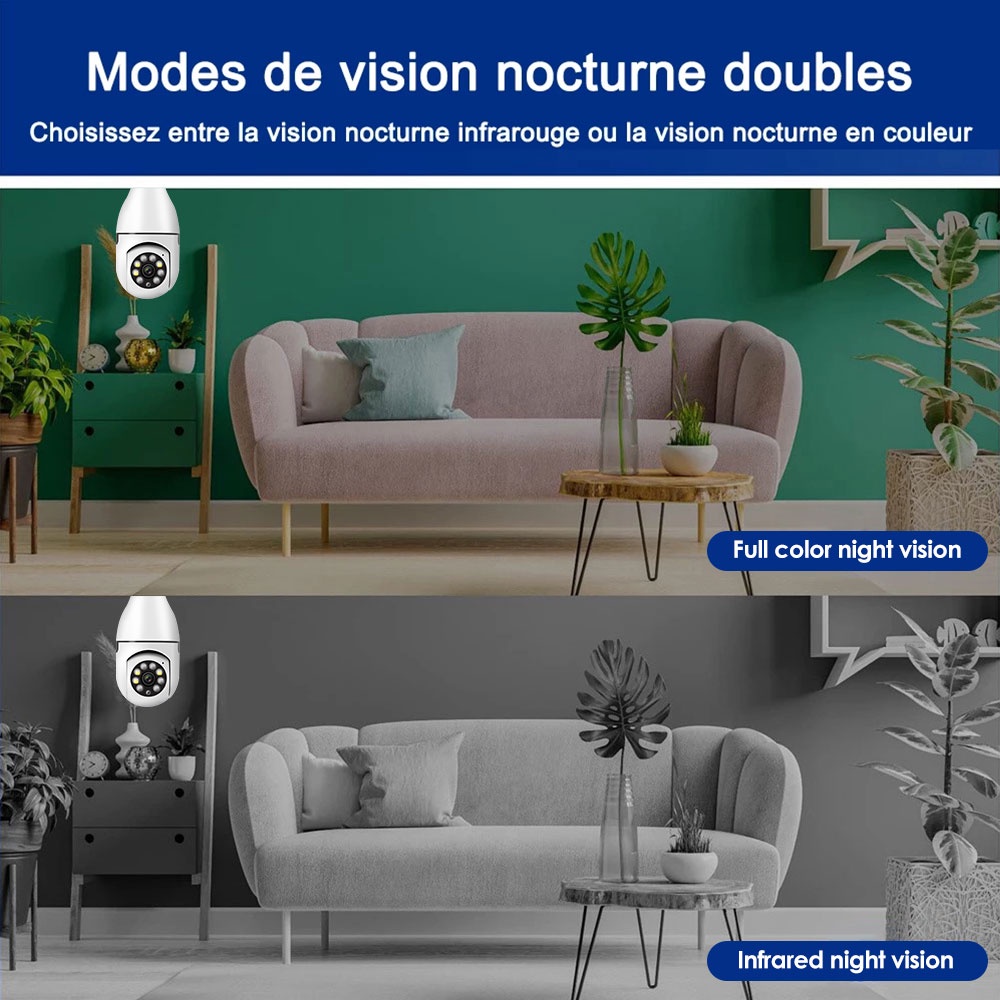 Camera Không Dây HD 1080P 360 Độ° Đuôi Đèn Thông Minh E27 Có Tầm Nhìn Ban Đêm Màu Sắc