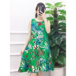 Đầm lanh hoa sát nách chân cá