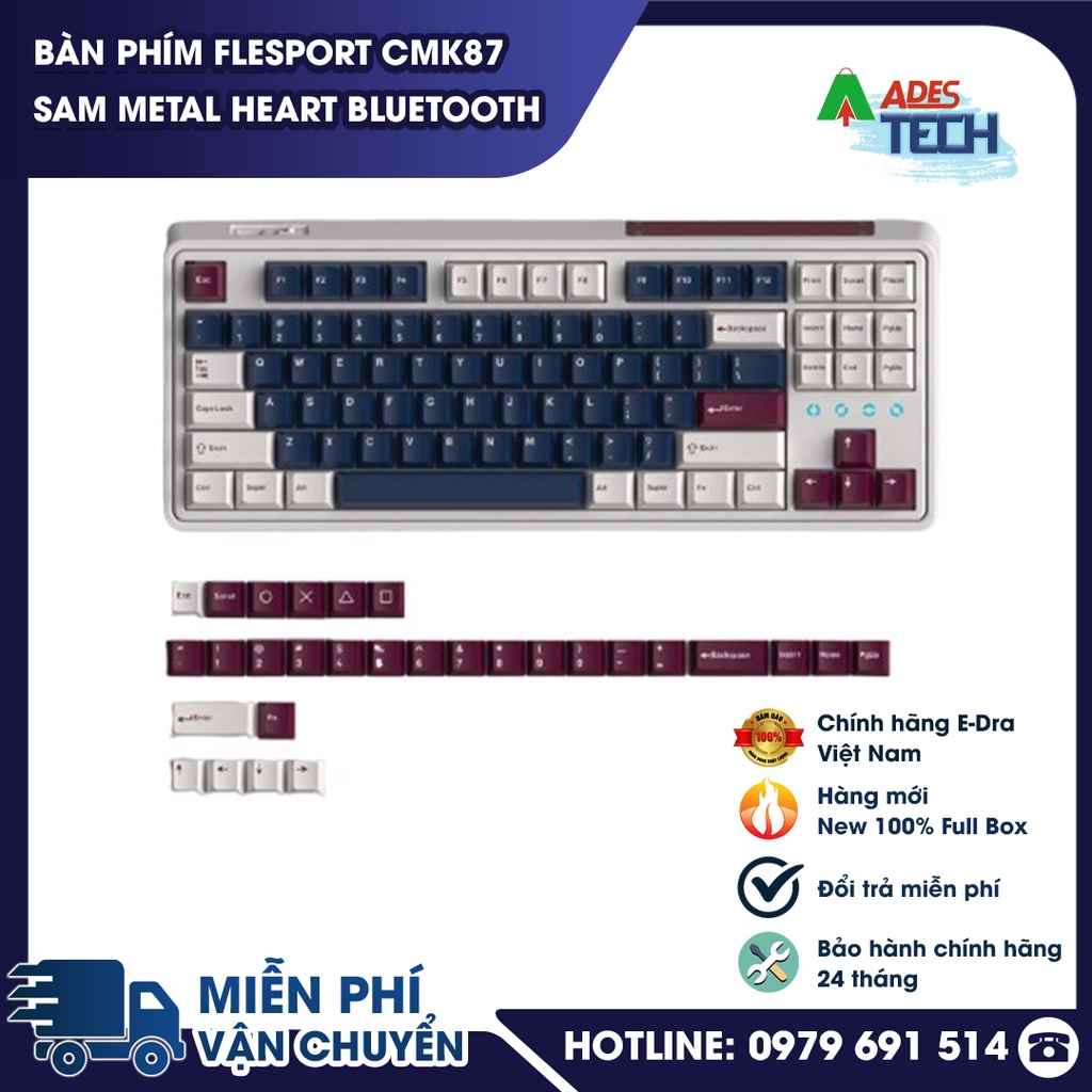 Bàn phím FLEsport CMK87 SAM Metal Heart Bluetooth + Wireless + Switch Kailh BOX