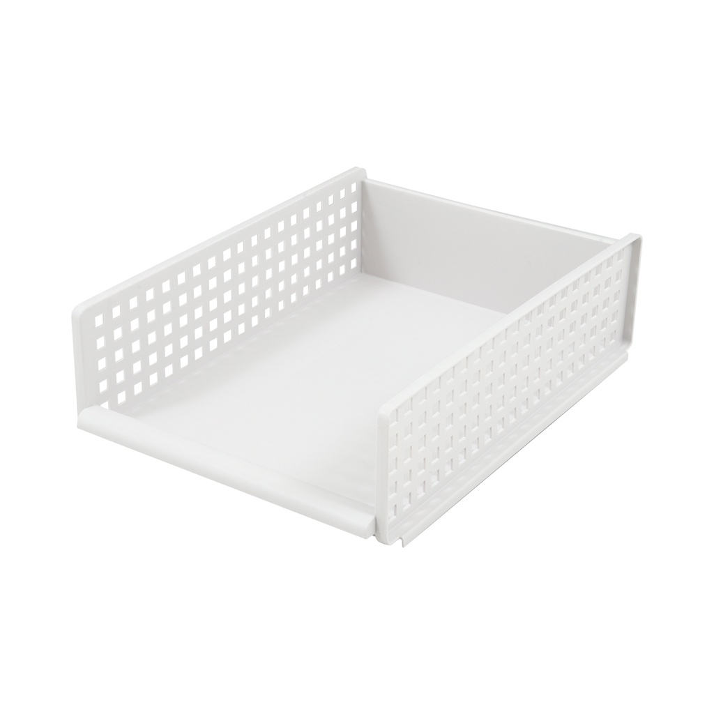 HomeBase STACKO Hộp đựng đồ bằng nhựa có thể xếp chồng lên nhau MAIE YM503 Thái Lan W34xD45xH13.3cm màu trắng