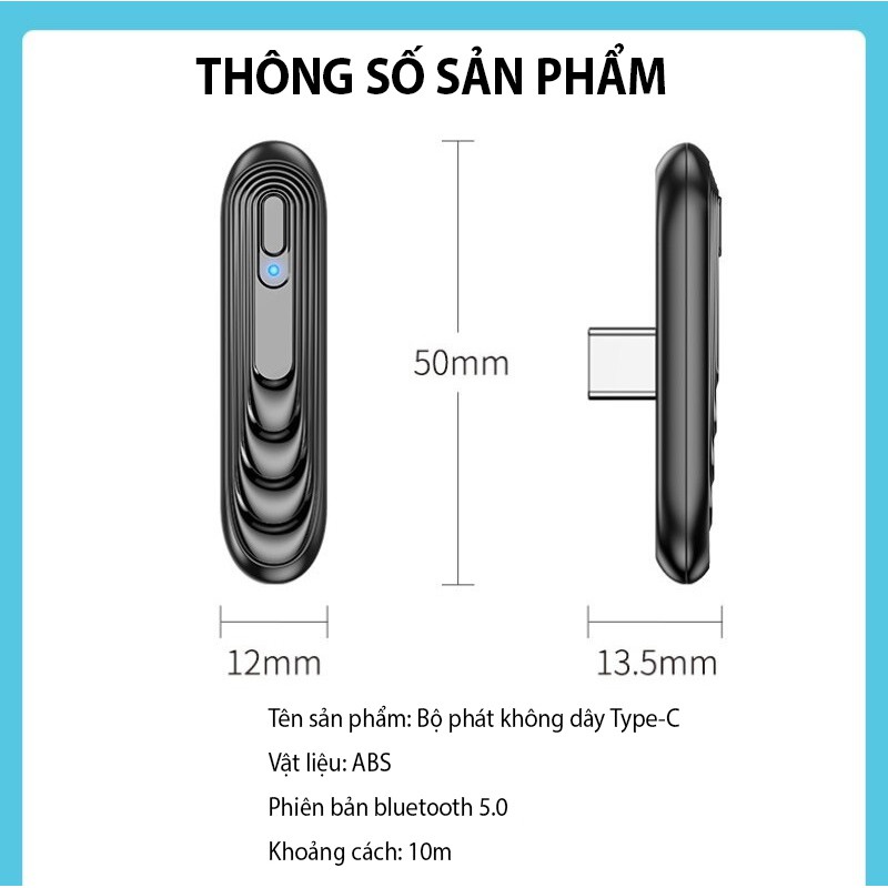 Thiết Bị Phát Tín Hiệu Bluetooth Không Dây Đầu Type-C USB Cho Nintendo Switch & Lite, PS4, PC, Điện Thoại