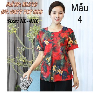[ Cao cấp ] Áo trung niên chất lụa form rộng cho mẹ size lớn 2xl 5xl BL009