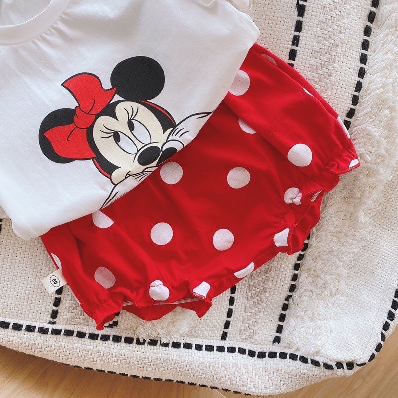 BỘ MICKY QUẦN CHẤM BI ĐỎ CHO BÉ TỪ 6-16KG