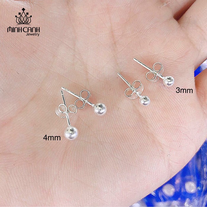 Bông Tai Nụ Bi Bạc Tròn Nhỏ Size 3mm, 4mm, 5mm - Minh Canh Jewelry