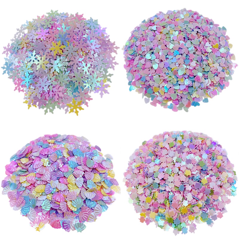 Hộp Kim Tuyến Nhiều Kiểu Màu Sắc Hình Ngôi Sao Trái Tim Lá Vỏ Sò Trang Trí Móng Tay Nghệ Thuật DIY