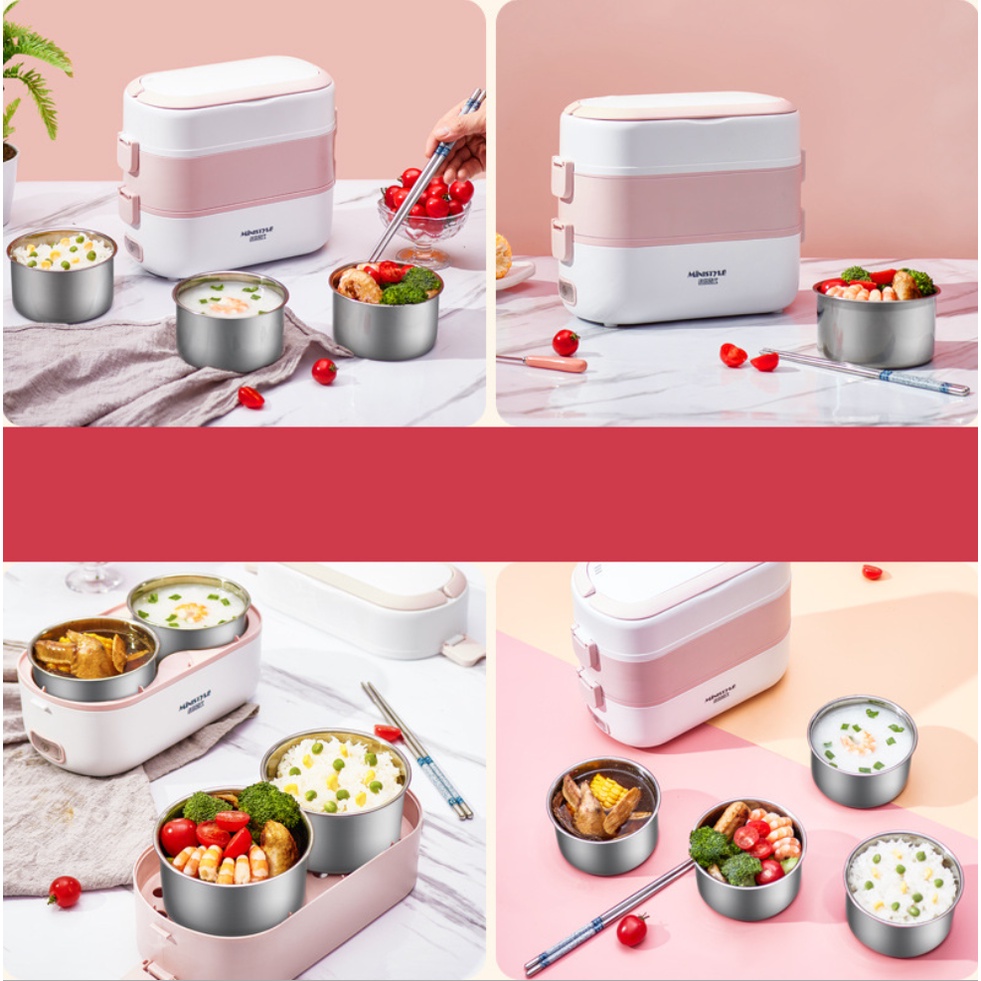 Hộp Cơm Văn Phòng Cắm Điện Hâm Nóng và Nấu Chín Thức Ăn