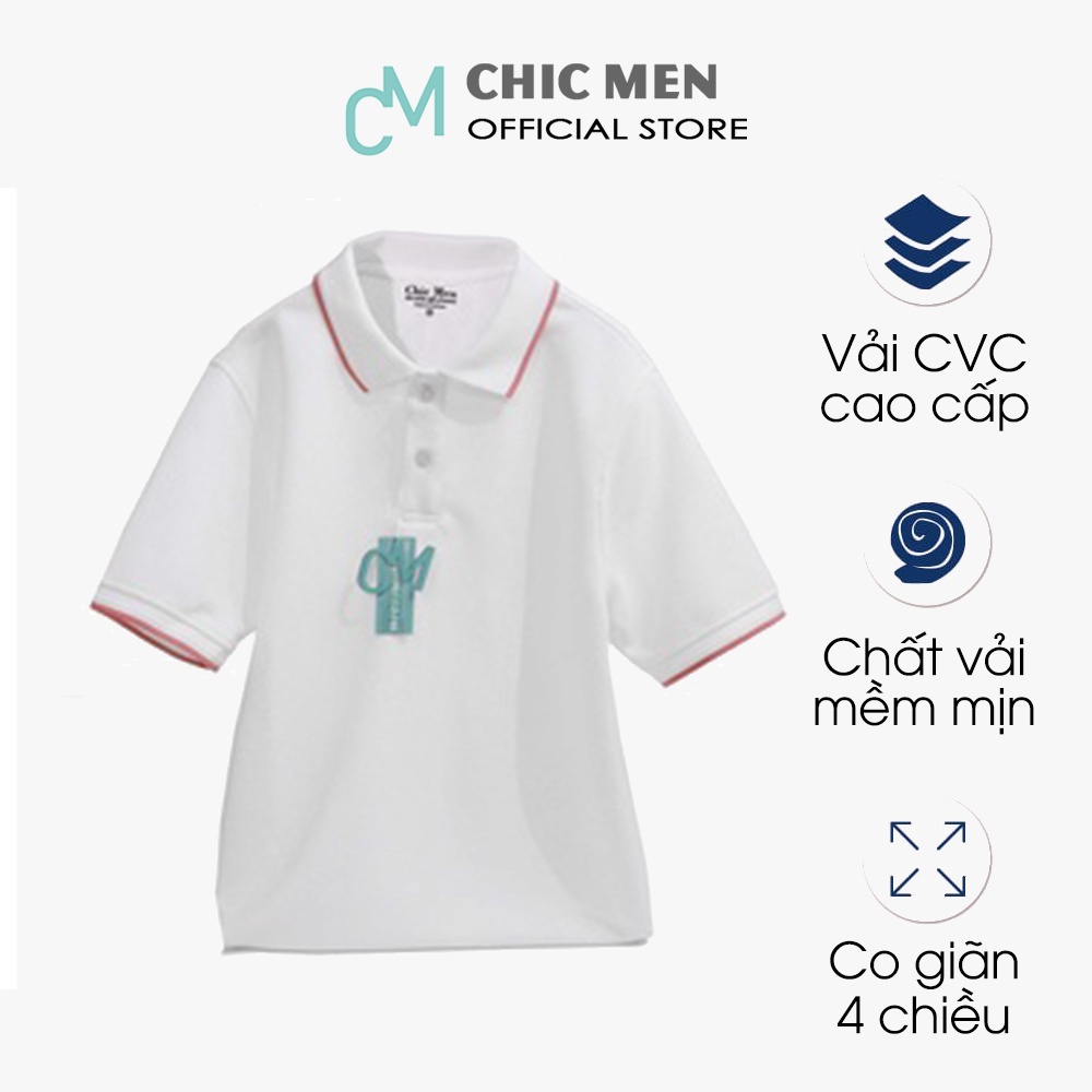 Áo POLO nam cổ trụ, vải INTERLOCK, form regular, bo hồng - CHICMEN