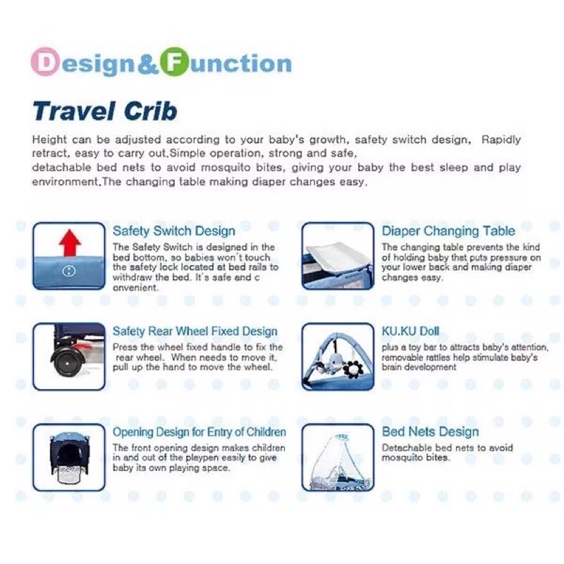 Nôi ngủ nôi chơi cho bé KUKU KU6034