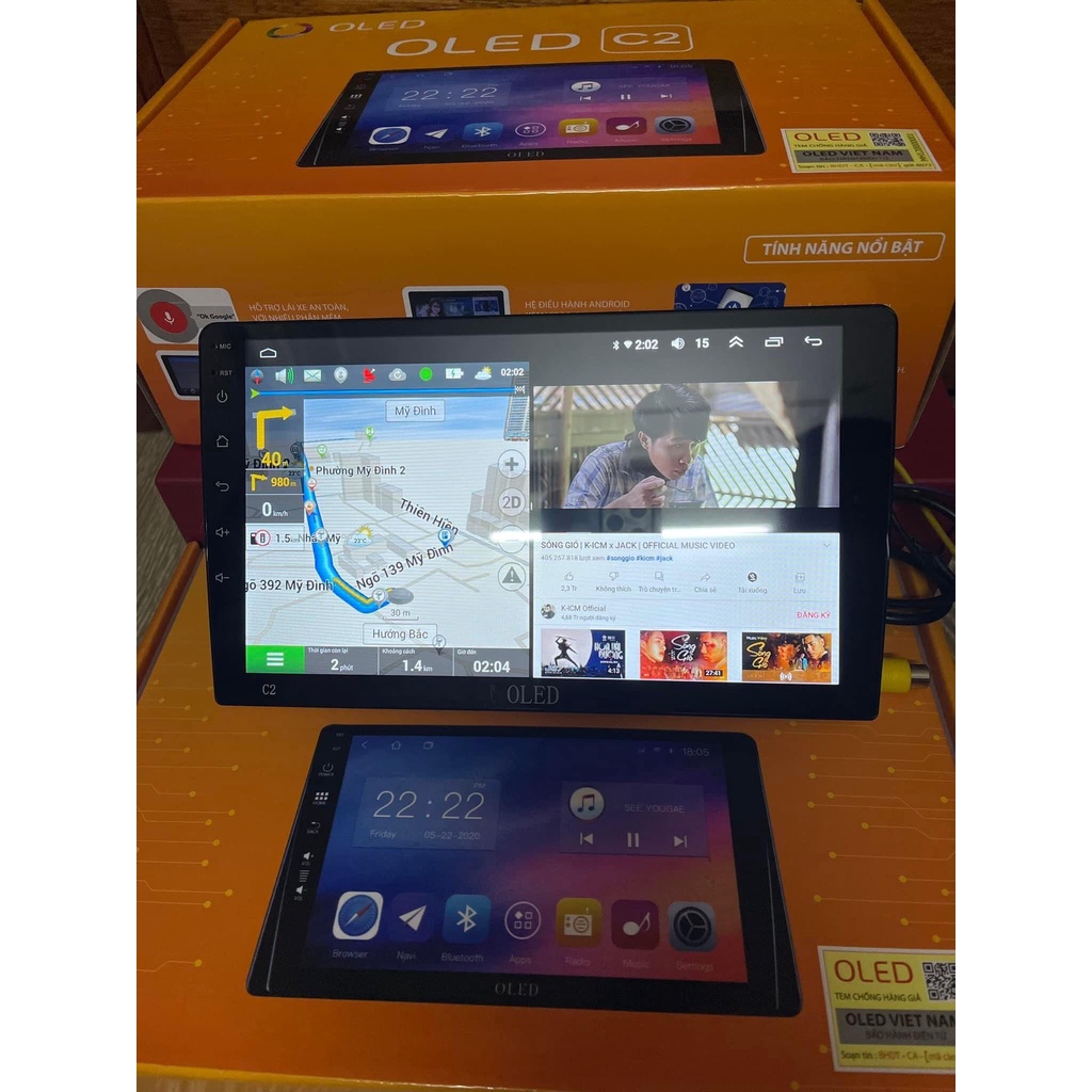 Màn Hình Android OLED C2 New Chip 8X có quạt tản nhiệt Huyndai i10 2021-2022, Kèm dưỡng và jack nguồn zin theo xe