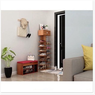 Kệ giày gỗ 7 tầng 14 ngăn, kệ giày cây