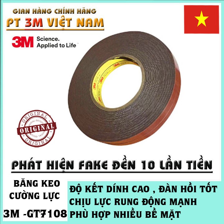 Băng keo cường lực 2 mặt siêu dính và chịu nhiệt 3M GT7018