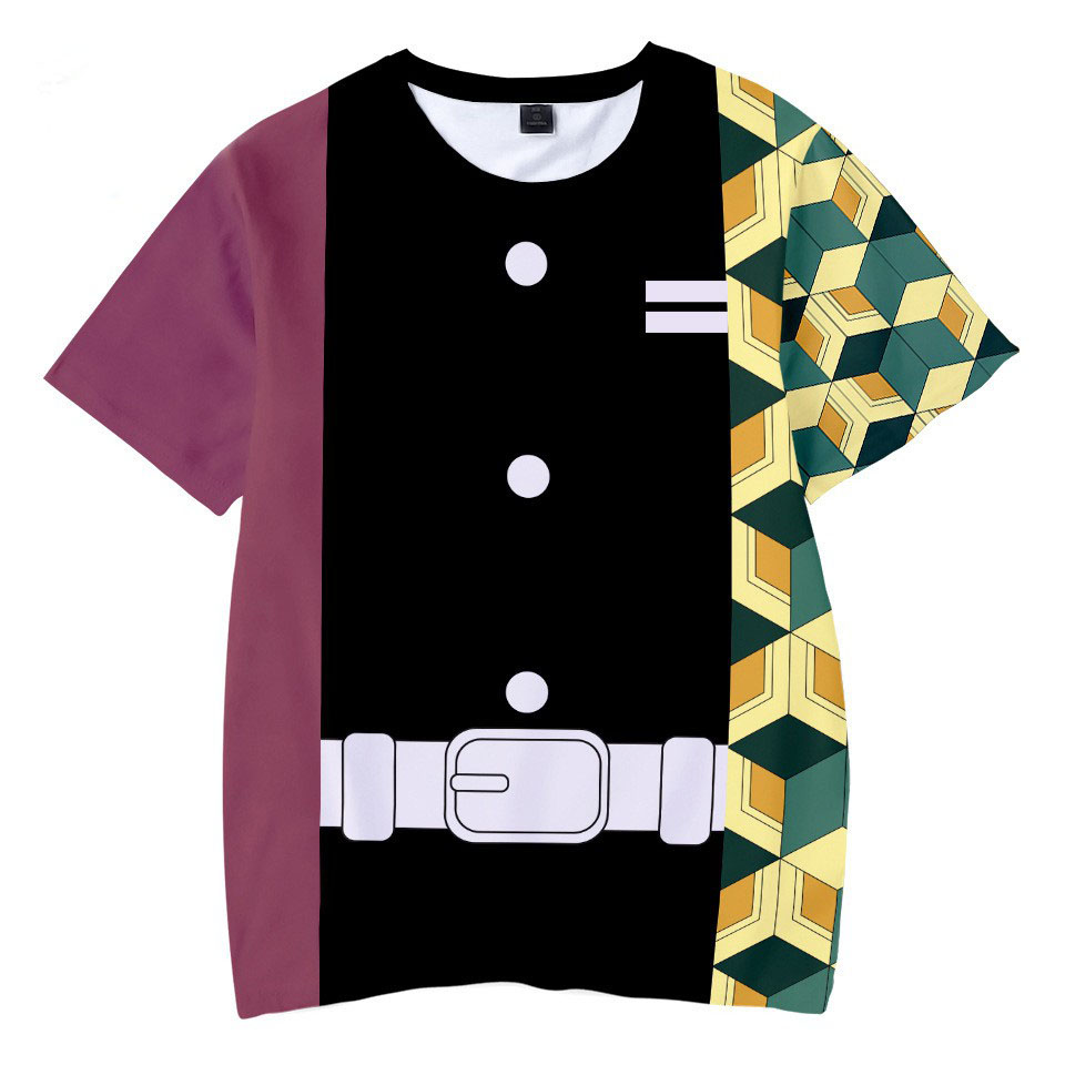 YT3 Anime Demon Slayer: Kimetsu No Yaiba Cosplay Costume Kids Casual Short Sleeve Tanjirou Nezuko Giyuu Zenits Coat Hal