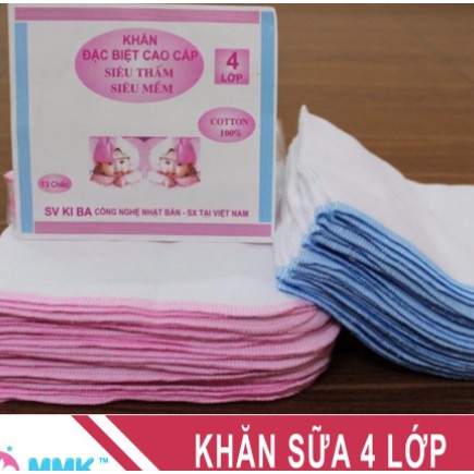 Khăn Sữa KiBa Siêu Mềm 2 Lớp 4 Lớp ( Sét 10 Chiếc