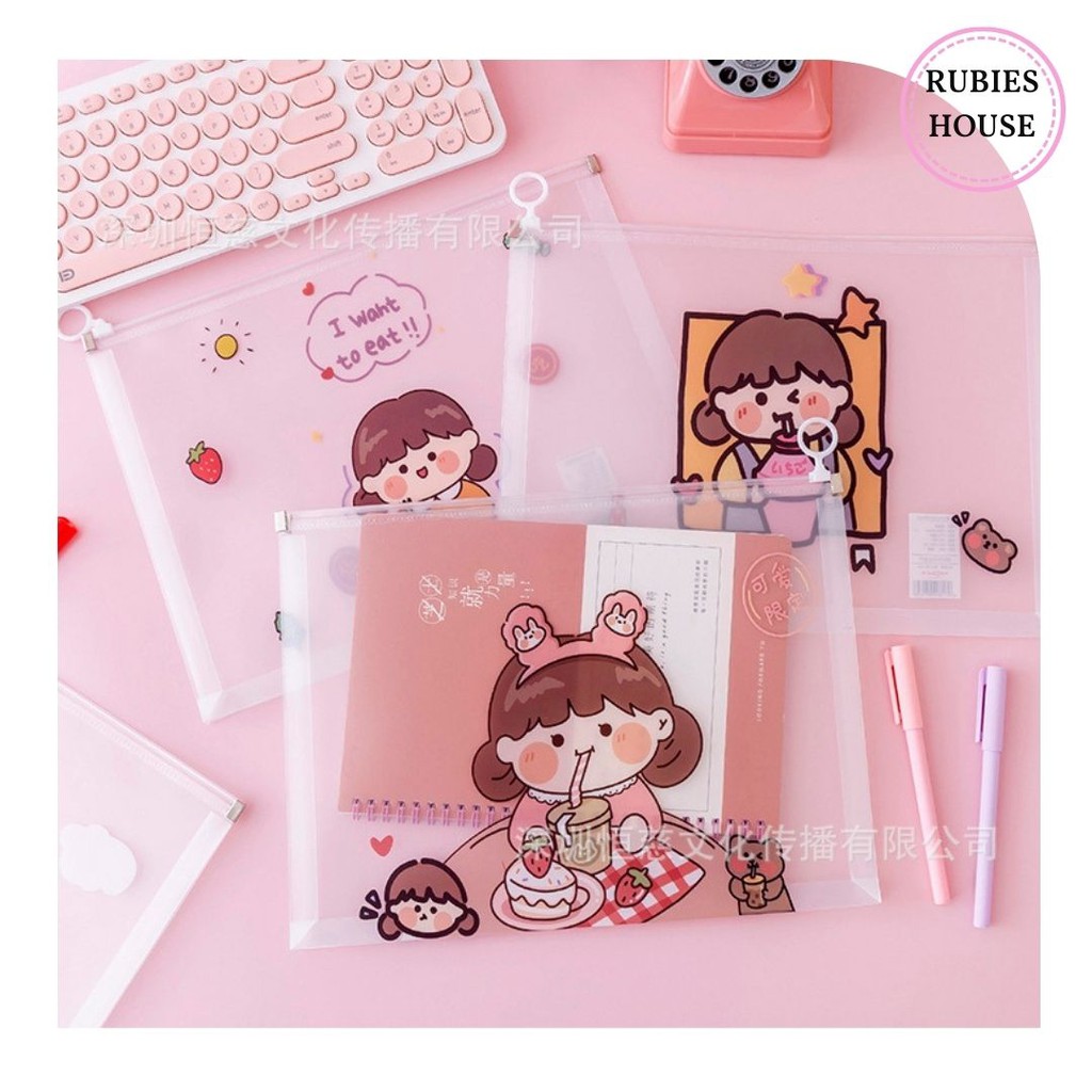 Túi Đựng Giấy Kiểm Tra Khoá Zip A4/ A5 nhiều mẫu dễ thương (được chọn mẫu)