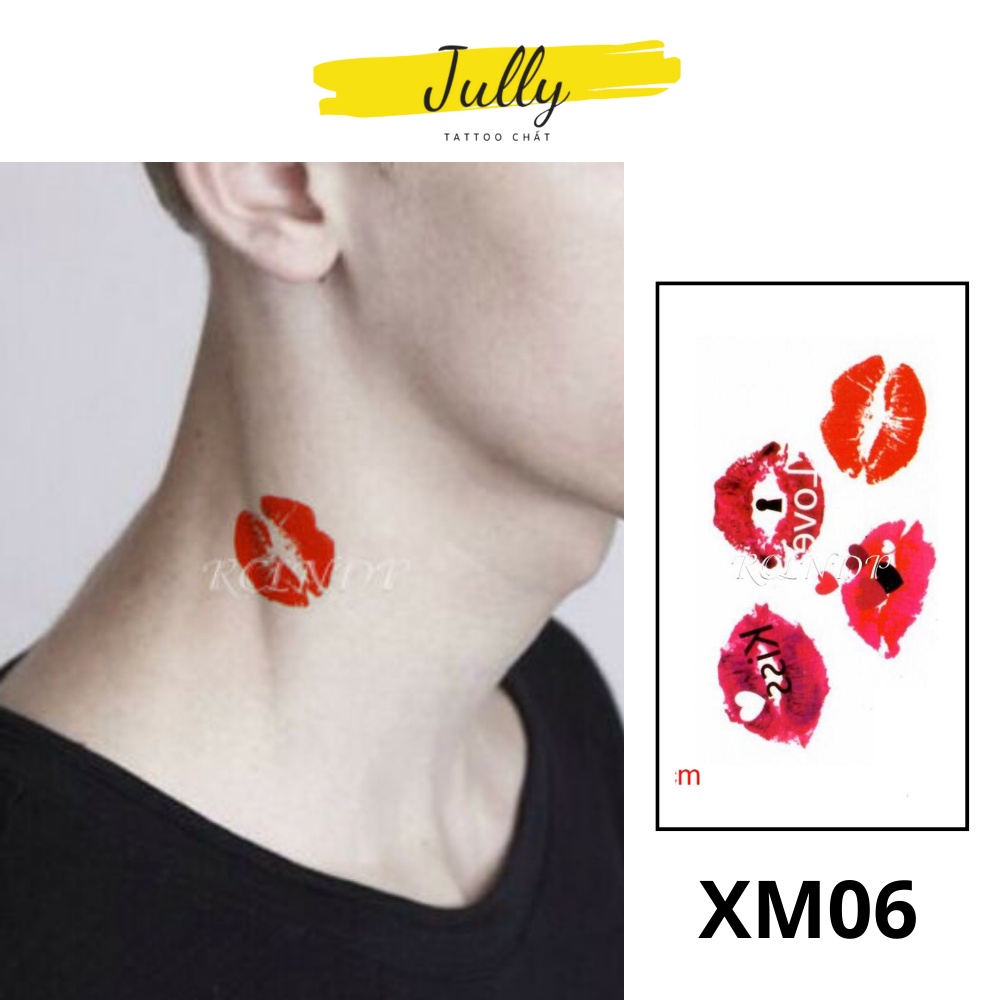 Hình xăm dán tạm thời chống nước đôi môi mini cá tính JULLY Tattoo chất