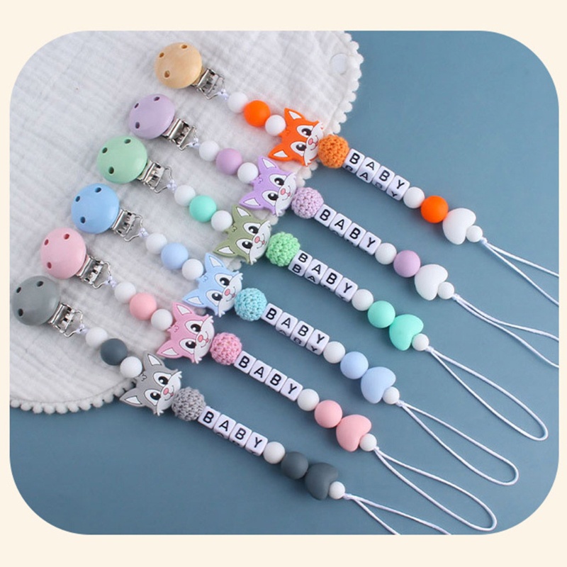 Set 2 Núm Ti Giả + Kẹp Núm Vú Giả Bằng Silicon Hình Động Vật Hoạt Hình Cho Bé