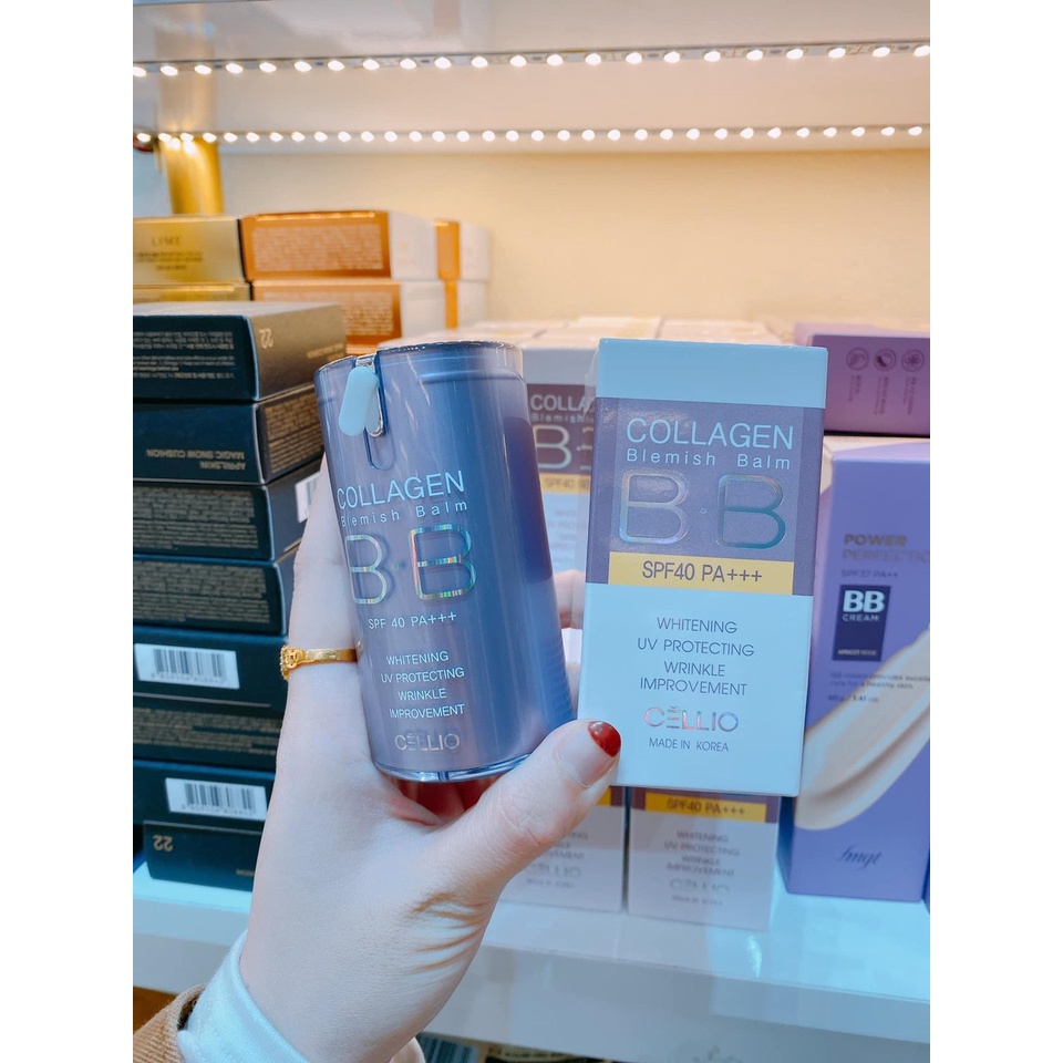 Kem nền trang điểm nâng tone sáng da  BB Collagen Cellio SPF 40+ - Hàn Quốc Chính Hãng