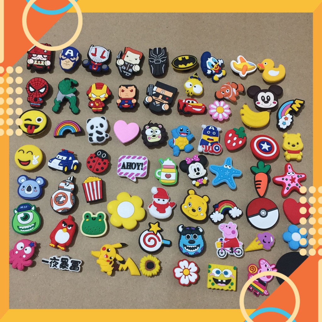 COMBO 10JITBITZ ngẫu nhiên - gắn dép sục - gắn dép cá sấu - sticker ngẫu nhiên