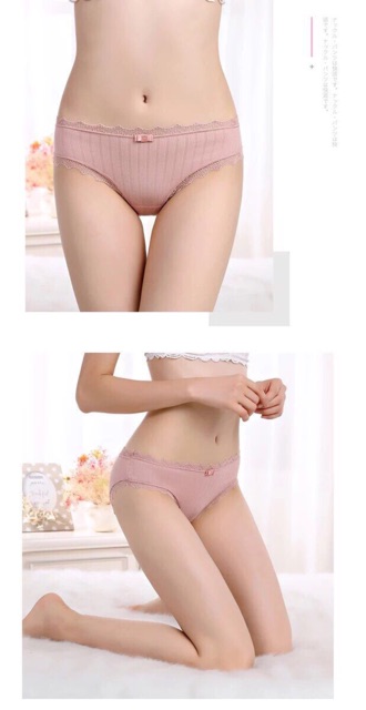 (CÓ SZ ĐẠI) QUẦN COTTON KHÁNG KHUẨN GÂN TĂM VIỀN REN ĐẸP