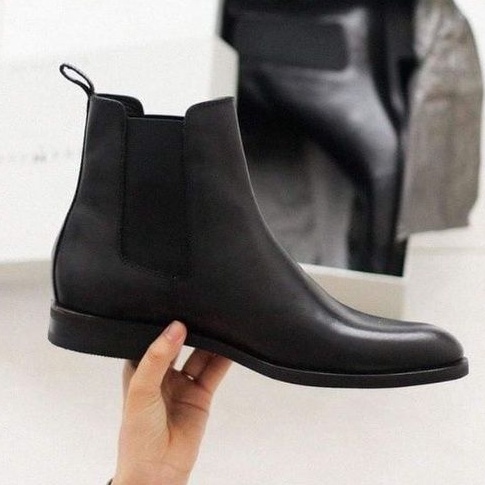 Giày Da Nam Boss Da Chelsea Boot PU Chun Chéo Kiểu Dáng Hàn Quốc kèm ảnh thật