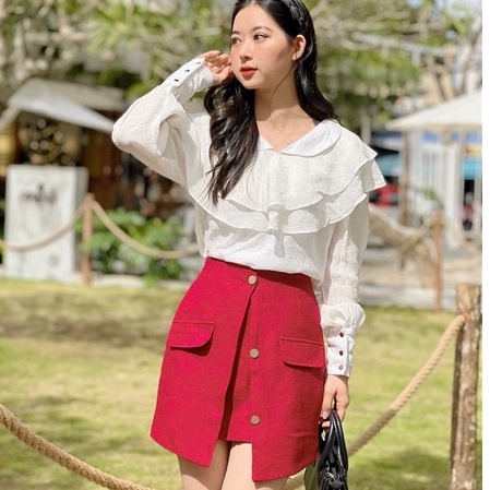 Chân váy chữ A cạp cao thiết kế cá tính LUCETFASHION Enrose Skirt