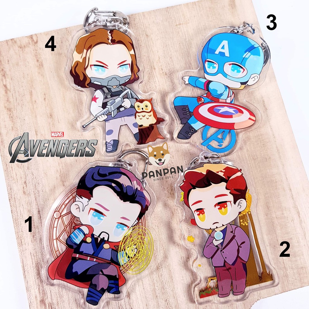 Móc Khóa Acrylic Marvel The Avengers 2 - MCU Tony Stark/Iron Man, Captian America, Doctor Strange, Bucky (6cm)