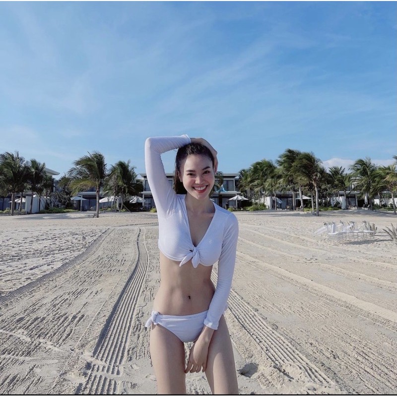 [ẢNH THẬT] Bikini Đồ Bơi Nữ 2 Mảnh Trắng Dài Tay (Mẫu Giống Lan Ngọc) | BigBuy360 - bigbuy360.vn