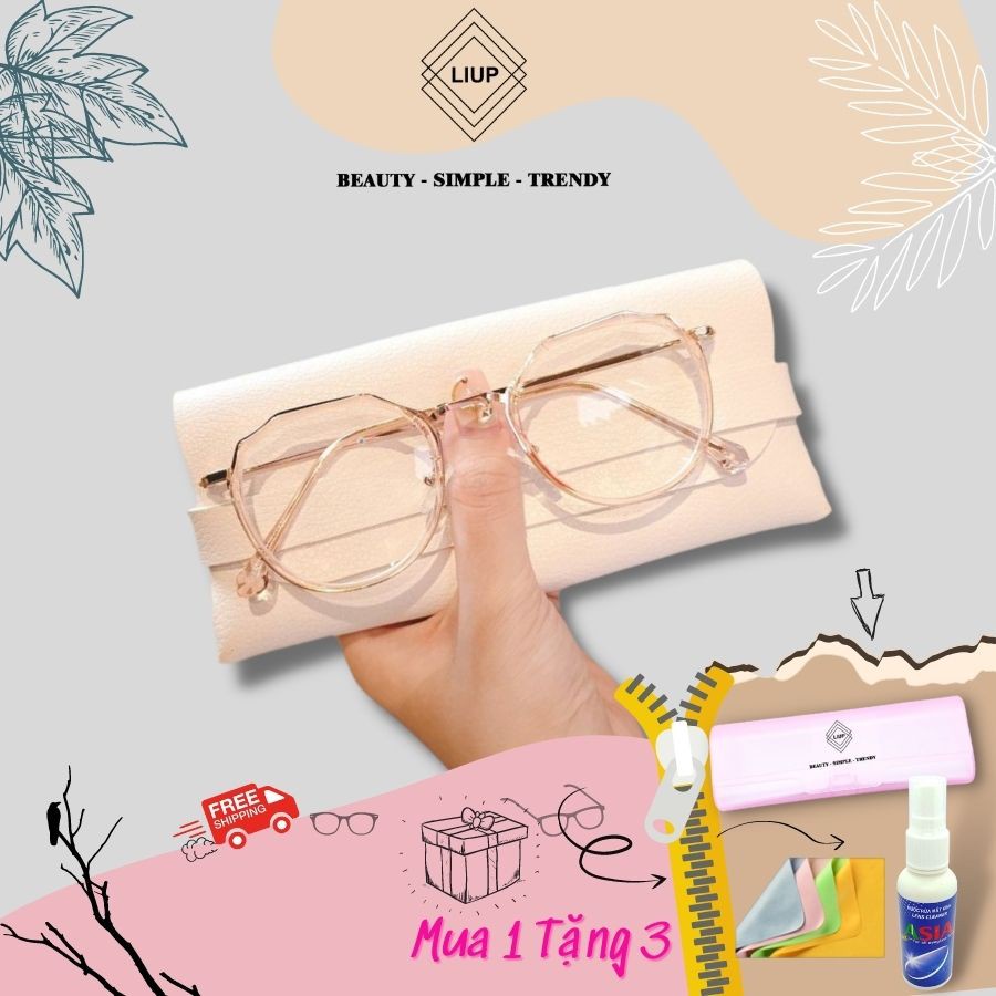 Gọng kính cận nam nữ mắt tròn đa giác Liup Eyewear 8854 thiết kế độc đáo, cá tính, mắt phối nhựa và kim loại - Hàng mới