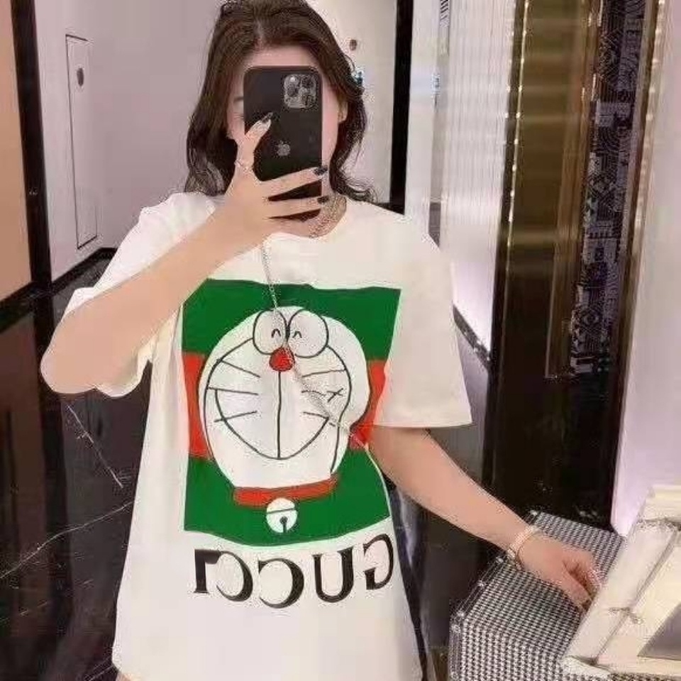 Disney Áo Thun Cotton Tay Ngắn Dáng Rộng In Hình Doraemon Phong Cách Hàn Quốc Thời Trang 2022 Cho Nam Và Nữ
