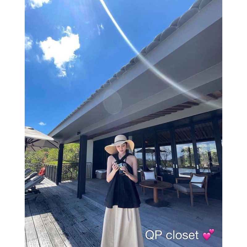 Áo 2 dây xoắn cổ yếm Đen -Nâu | BigBuy360 - bigbuy360.vn