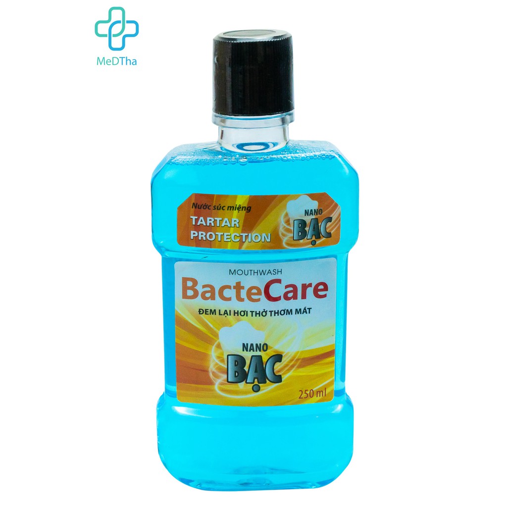 Nước súc miệng diệt khuẩn Nano Bạc BacteCare 250ml (Mediplantex) - Hơi thở thơm mát, diệt sạch vi khuẩn [Chính Hãng]