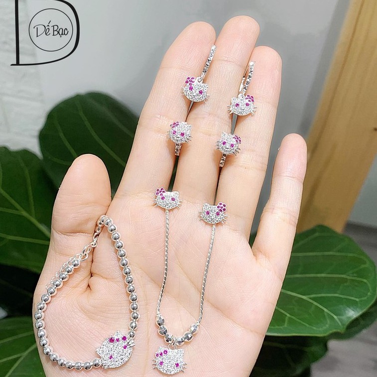 [Mã SKAMLTSW11 giảm 10% đơn 99K] Bộ Kitty bạc 925 cho bé xinh xắn đáng yêu Dế Bạc
