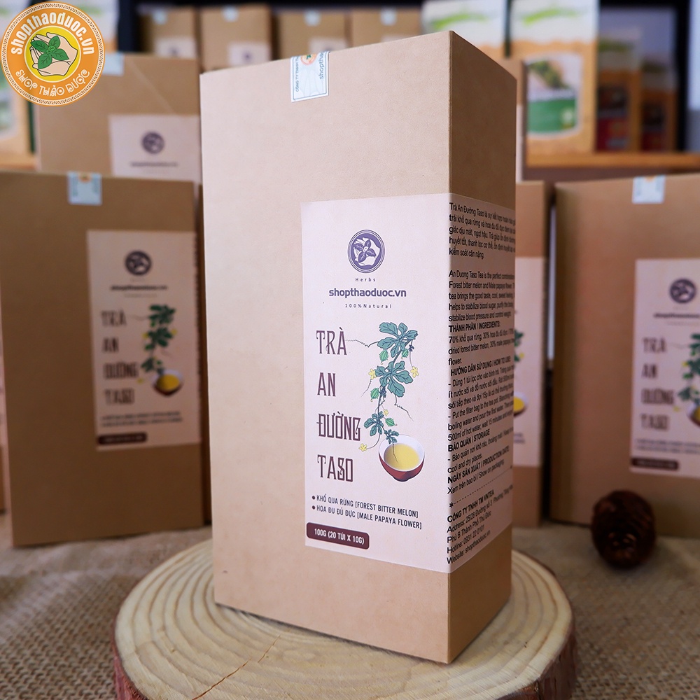 Trà Túi Lọc An Đường Taso  - Kết Hợp Khổ Qua Rừng, Hoa Đu Đủ Đực - Ổn Định Đường Huyết, Tăng Insulin